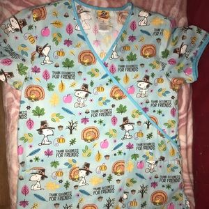 Thanksgiving Peanuts Scrub Top